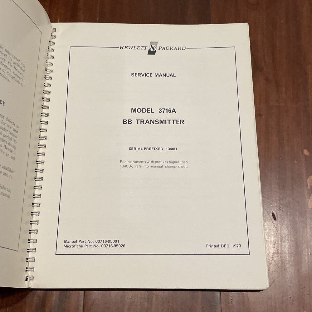 HP 3716A BB Transmitter Service Manual 03716-95001
