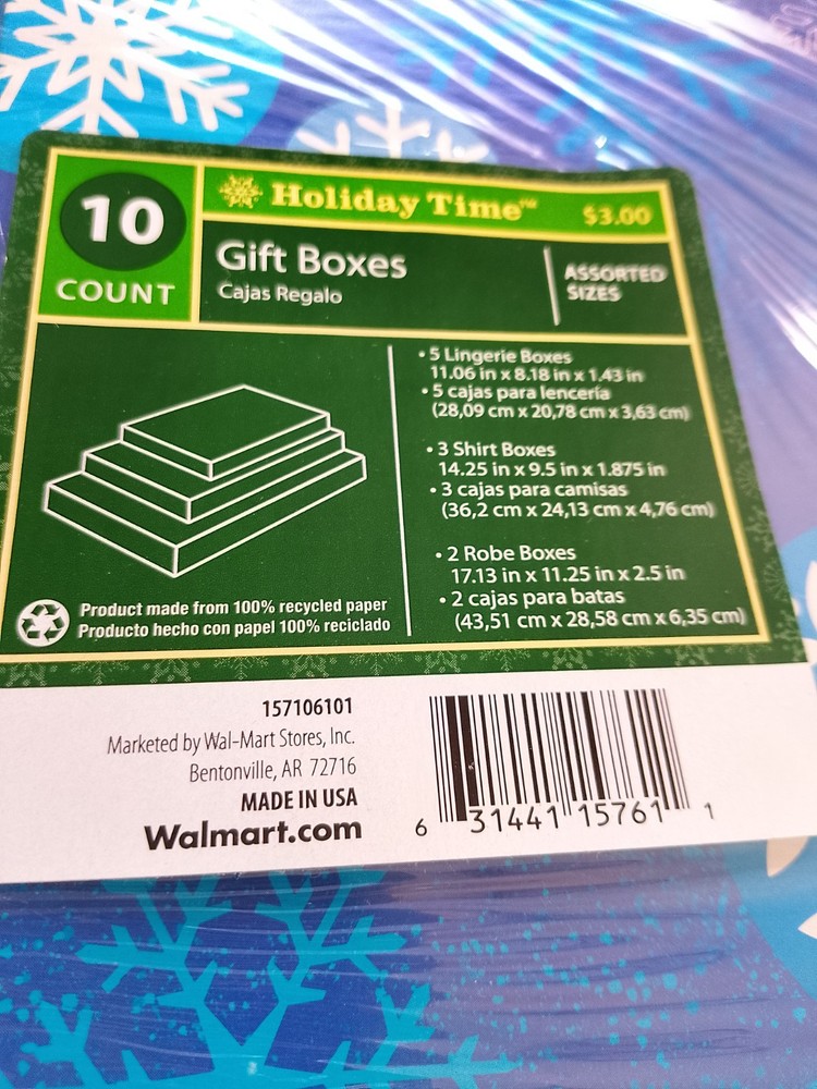 Holiday time winter gift boxes ten count with original sealing