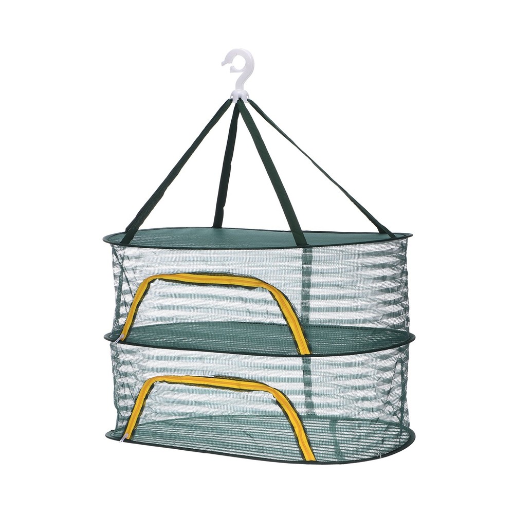 Herb Drying Rack, 24" 2-Layer Hanging Drying Mesh Net, Green