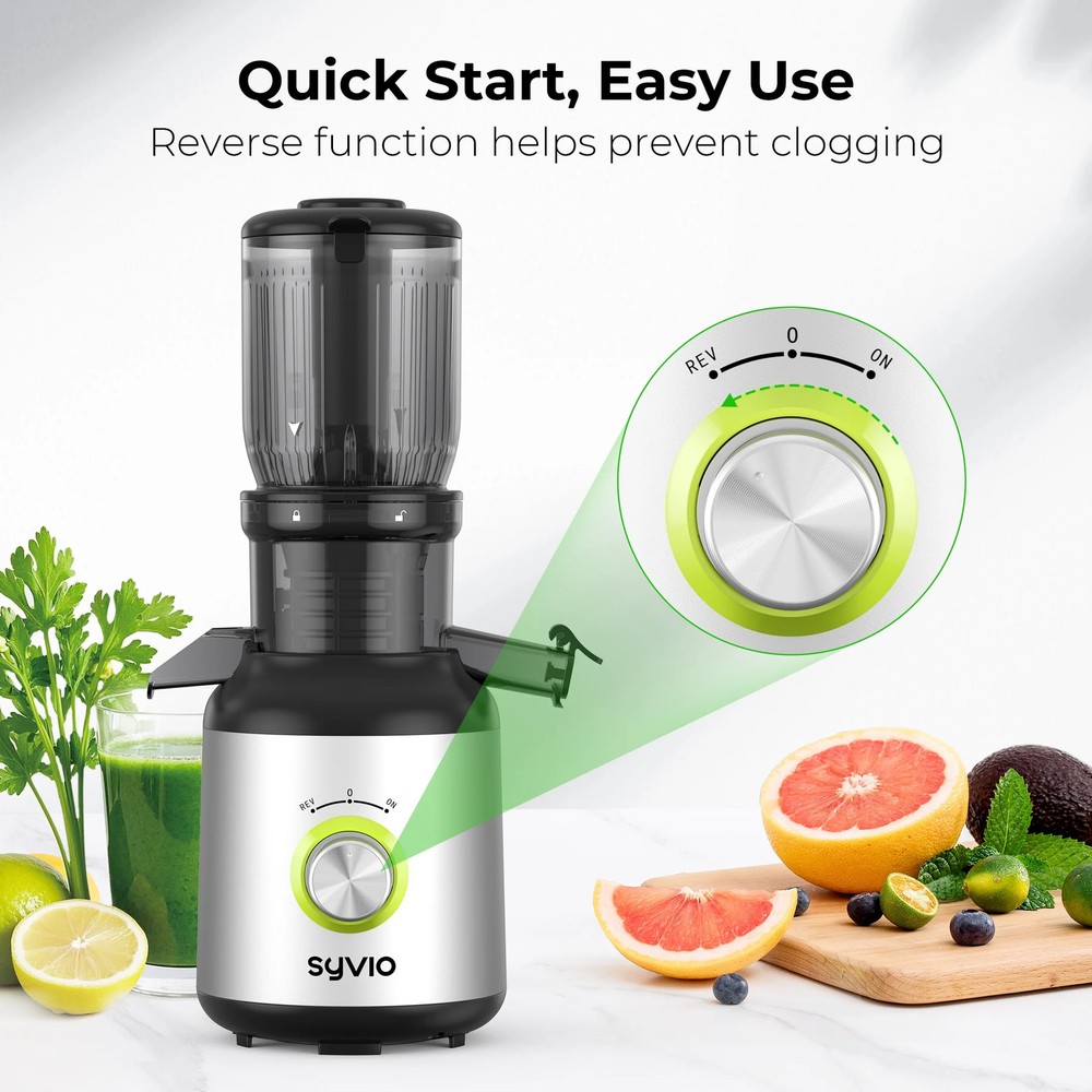 Syvio Slow Masticating Juicer with 4.3" Feed Chute