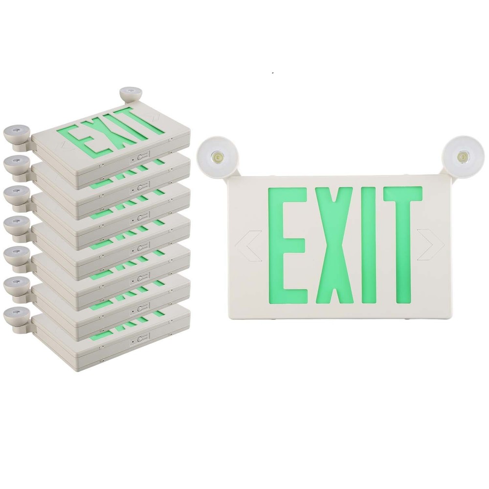 UL Listed-Spectsun 8 Pack Green LED Exit Sign & Emergency Lights Exit Sign Light