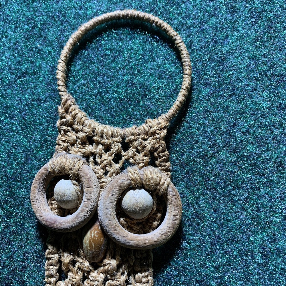 MCM Jute Boho Style Macrame Owl 14” 4”