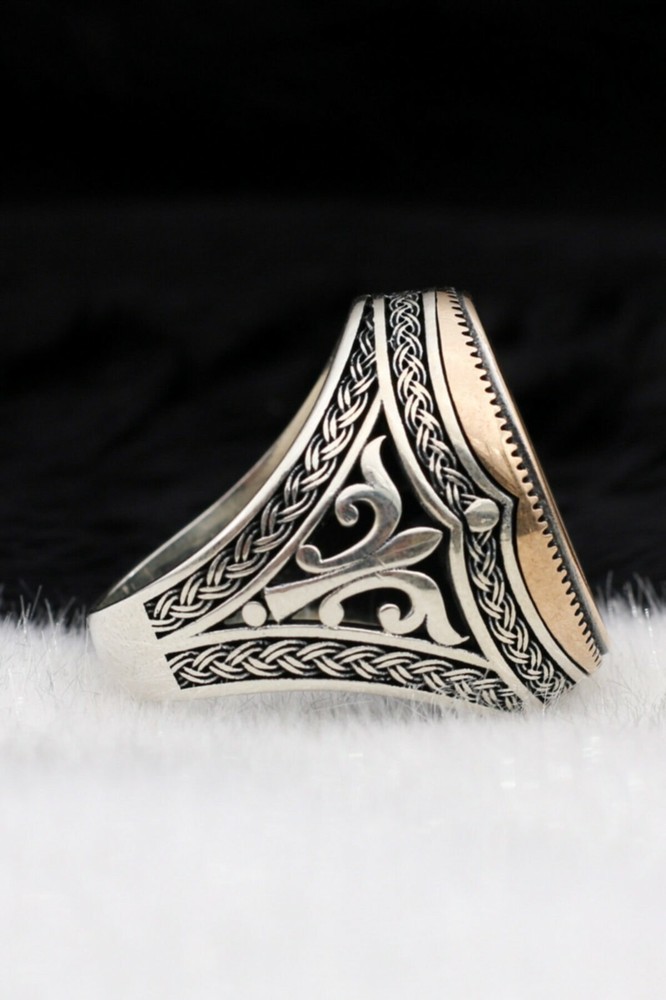 Turkish Oval Flat Onyx Stone Solid 925 Sterling Silver Men Ring