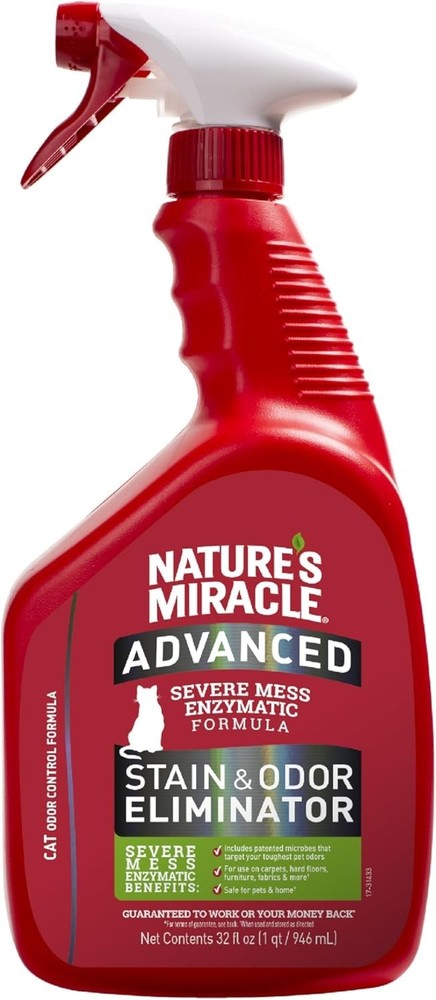 New Advanced Cat Stain & Odor Eliminator Spray 32oz – Enzymatic Formula