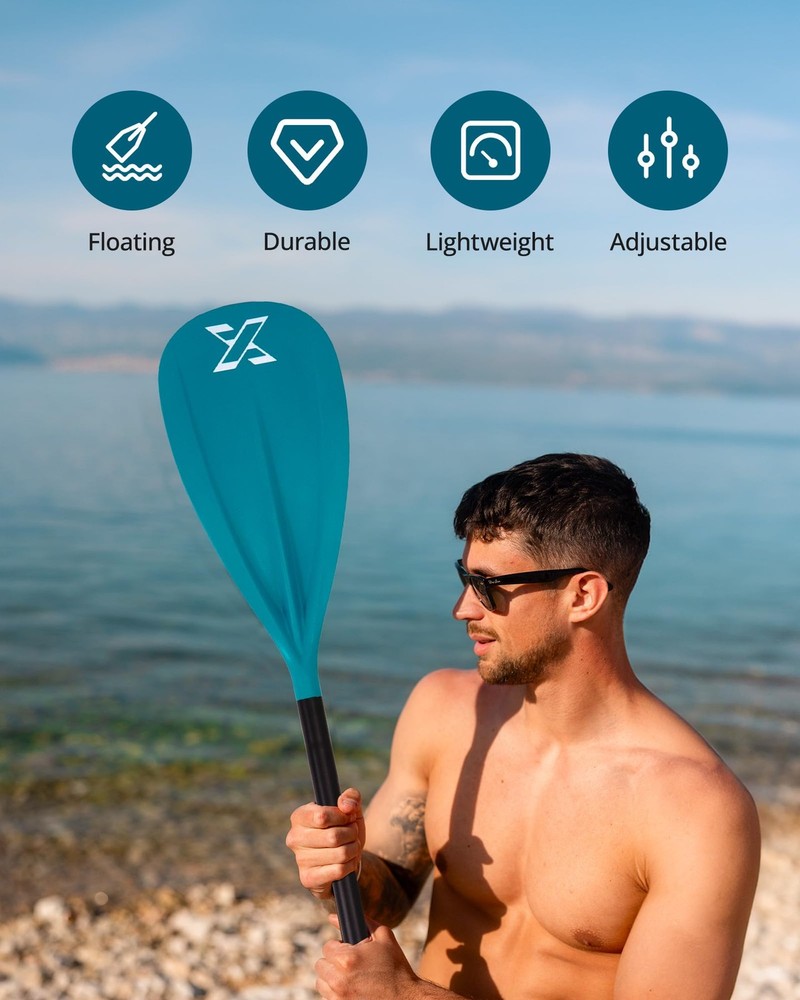 Adjustable Aluminum SUP Paddle - Lightweight, Ergonomic T-Grip, Quick Assembl...