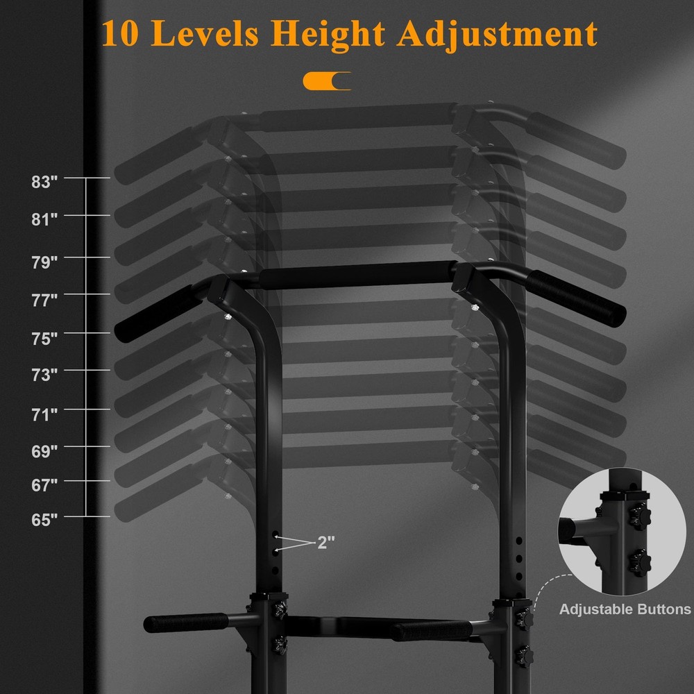 Power Tower Pull Up Dip Station Multi-Function Fitness Equipment for Strength...