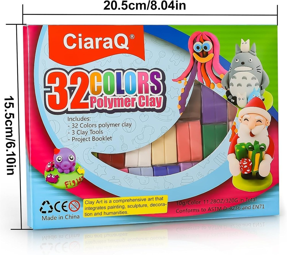 Reusable & Blendable Polymer Clay Set - 32 Colors for Endless Creativity