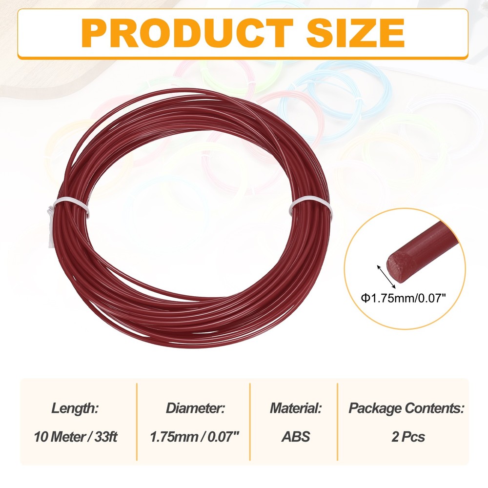 1.75mm ABS 3D Pen Printer Filament Refill, 2 pcs Total 65.6Ft, Brown