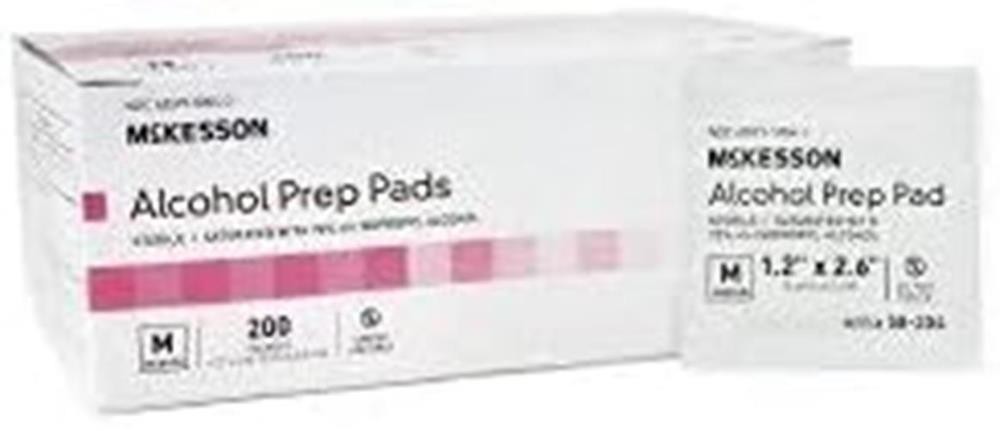 McKesson Alcohol Prep Pads, Sterile, Individual Packet, Medium, 200 Count