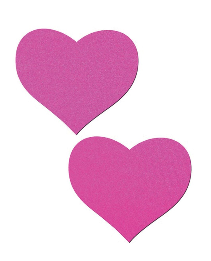 Pastease Basic Heart Black Light Reactive - Neon Pink O/S Nipple Covers