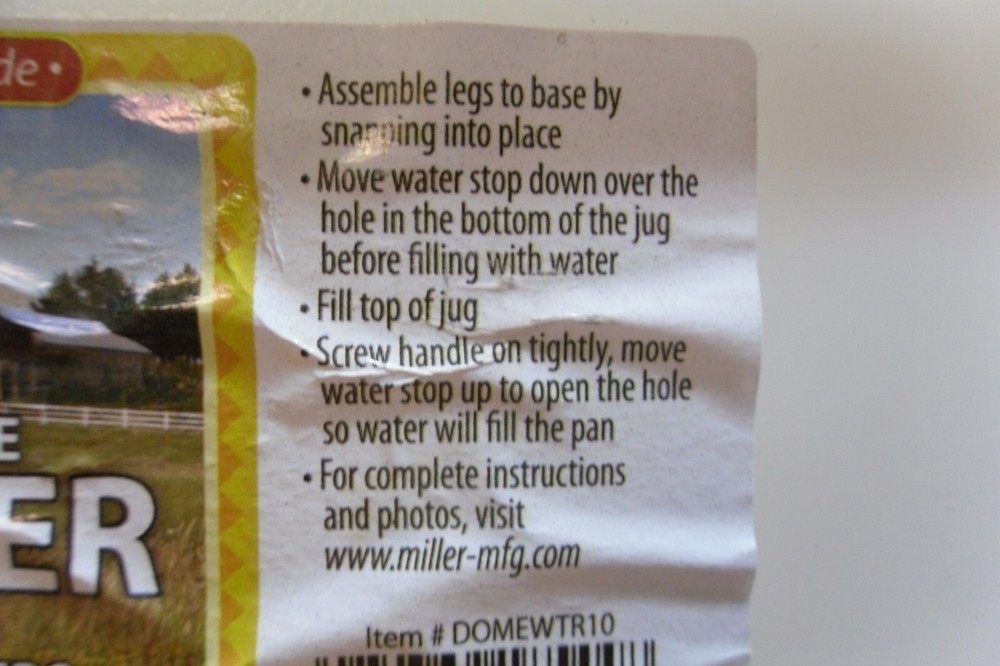 Plastic Dome Waterer 10 Gallon Miller Mfg