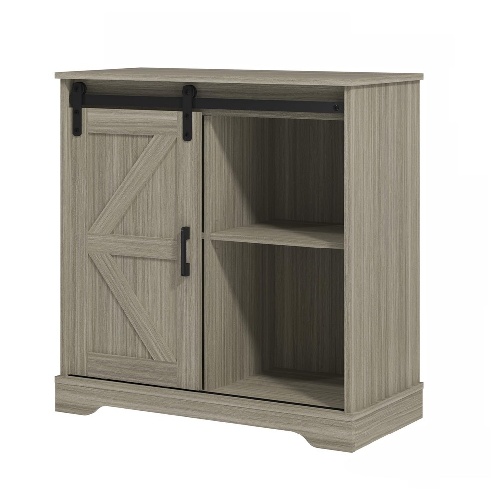 Sliding Barn Door Buffet Sideboard Storage Cabinet