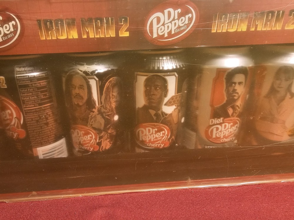 Dr Pepper Ironman 2 Briefcase - display case with 14 Empty Cans