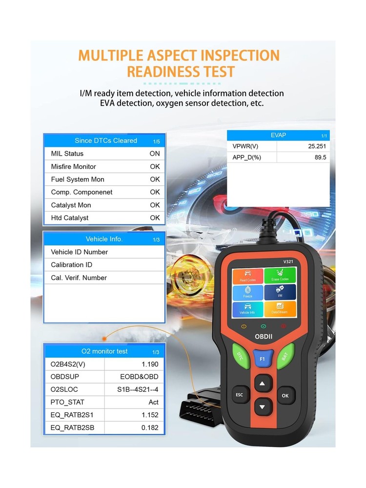 OBD2 Scanner - Car Code Reader Diagnostic Tool for Check Engine Light, Fault ...