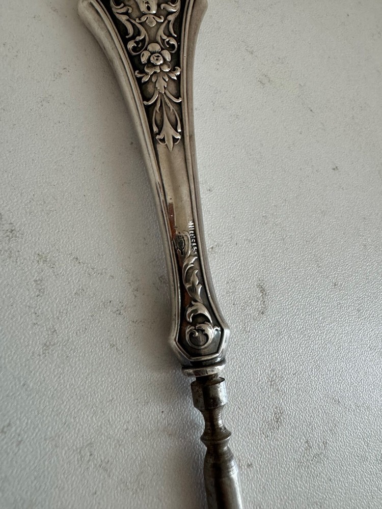 Antique Webster Sterling Silver Handle Button Hook Floral & Scrolling Decoration