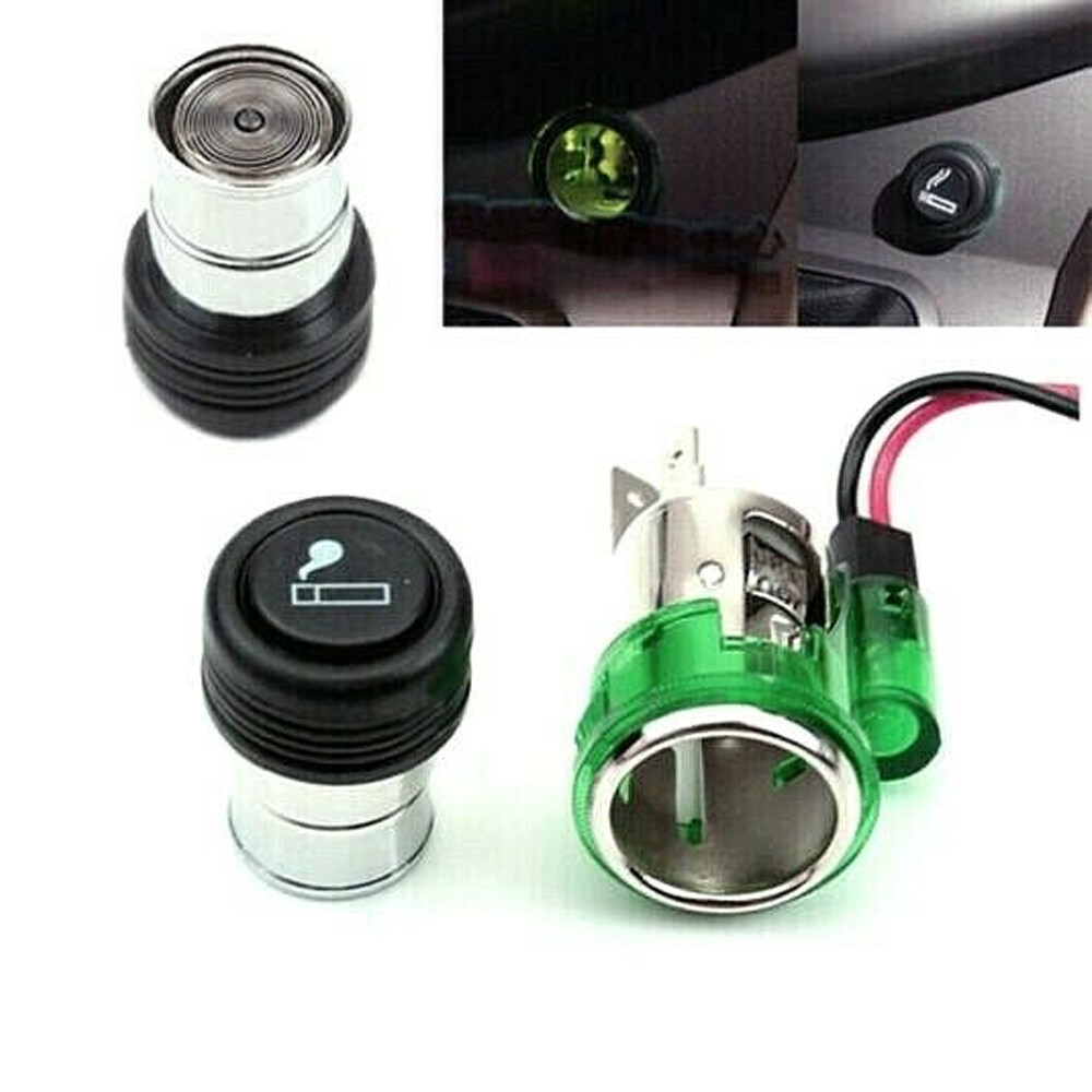 Car Cigarette Lighter With Light Socket Plug Connector Adapter Power Source 12V