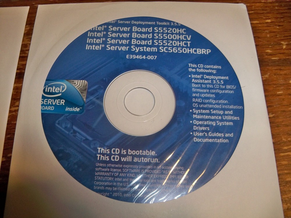 Intel Server Board S5520HC S5500HCV Installation CDs & Quick Start User's Guide