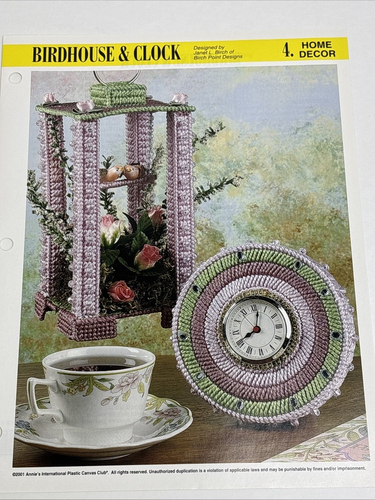 Birdhouse & Clock Annie's Attic Plastic Canvas Pattern Page