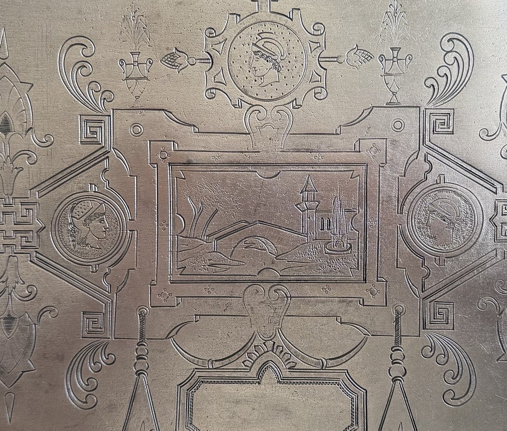 Victorian Silverplate Ornate Rectangular Tray with Engraved Design, 16"