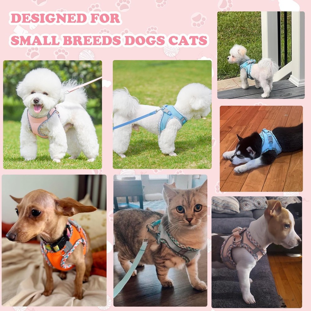 Dog Harness and Leash Set, No Pull Adjustable Reflective Pet Harness for Smal...