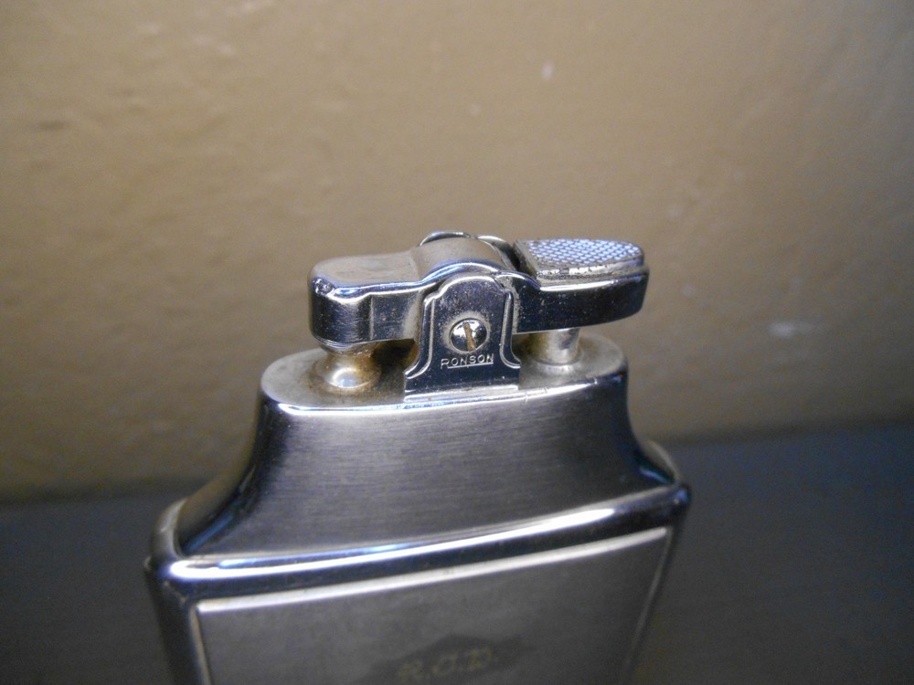 Ronson Mastercase Etched Silver Tone Cigarette Lighter Monogram RJD