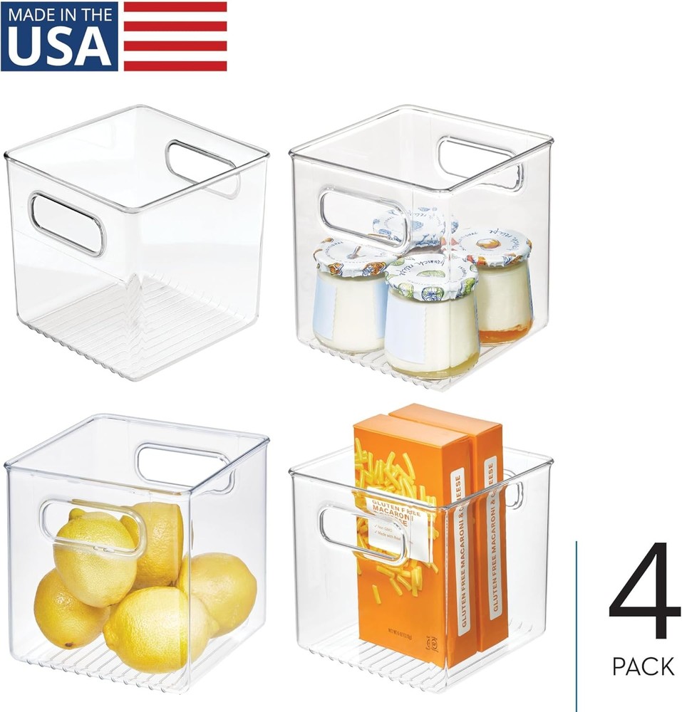 iDesign Pantry Storage Bins with Handles - Cube Organizer
