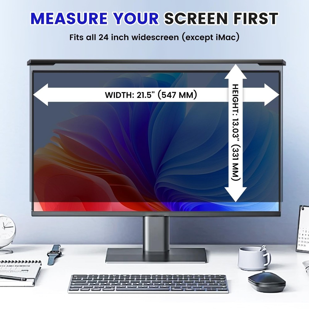 Hanging 24 Inch Computer Privacy Screen Filter, Hanging Computer Screen Priva...