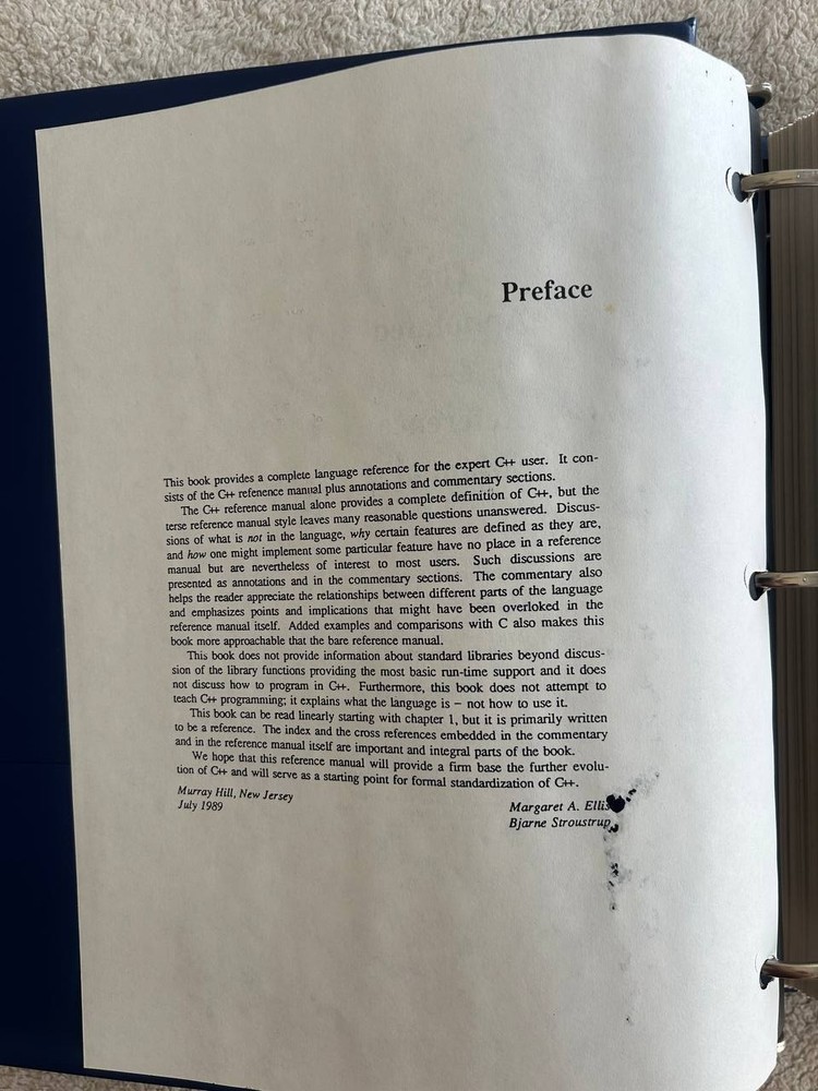Vintage Apple 1990 C++ Annotated Reference Manual Draft by Bjarne Stroustrup