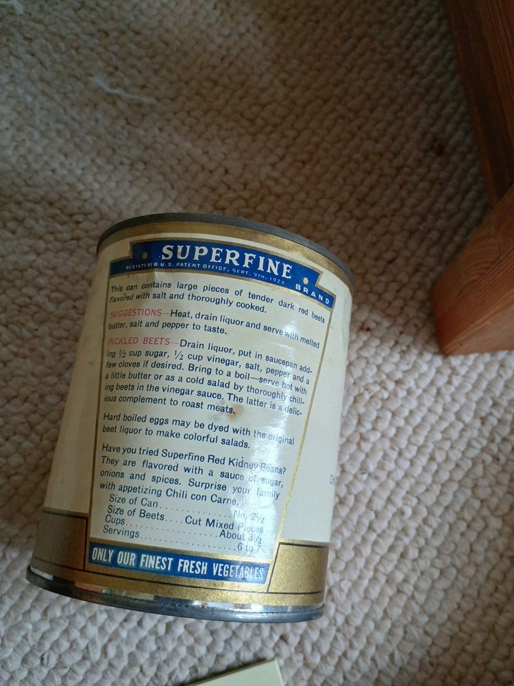 Empty Superfine Cut Beets Can