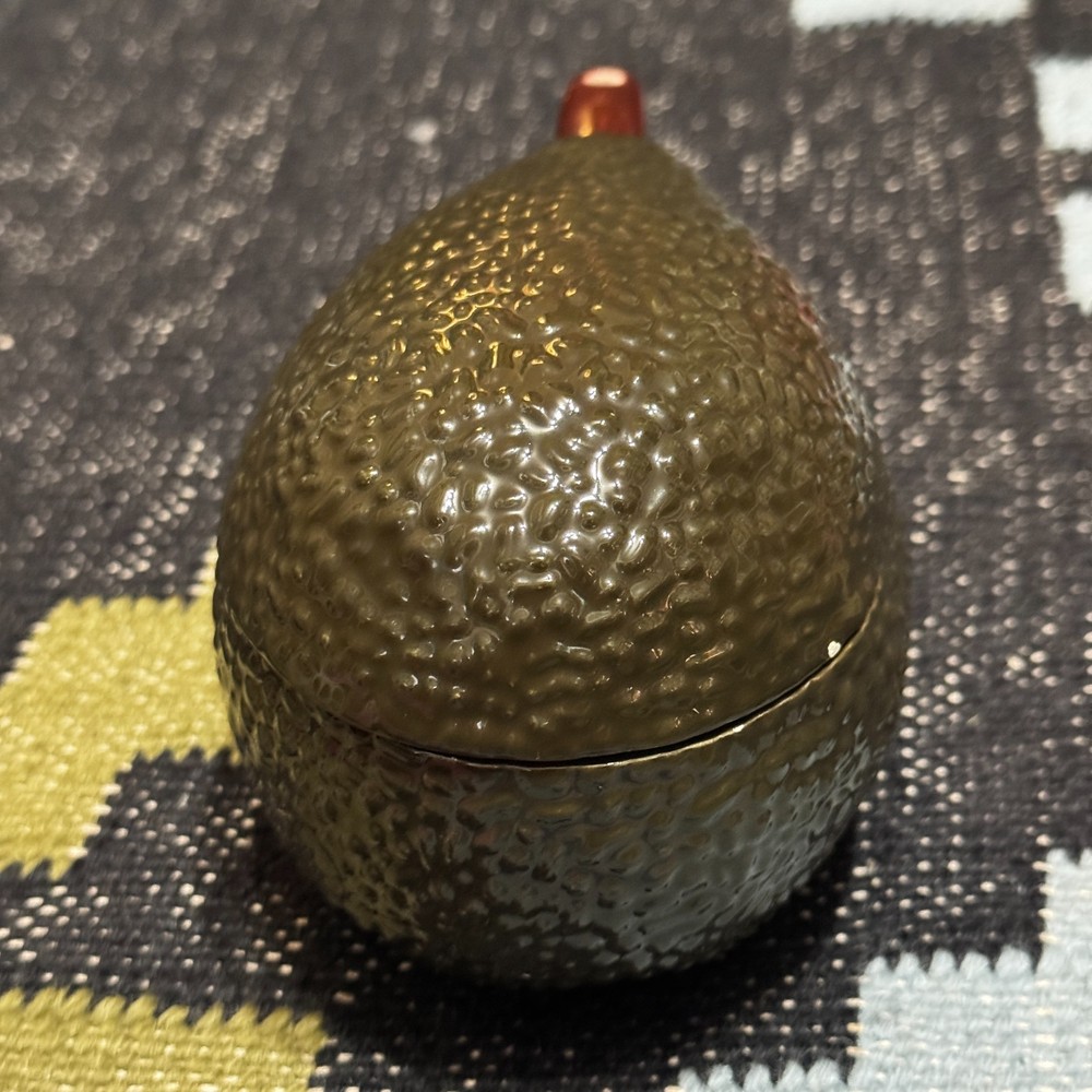 Avocado Shaped Lidded Ceramic Dish with Serving Spoon
