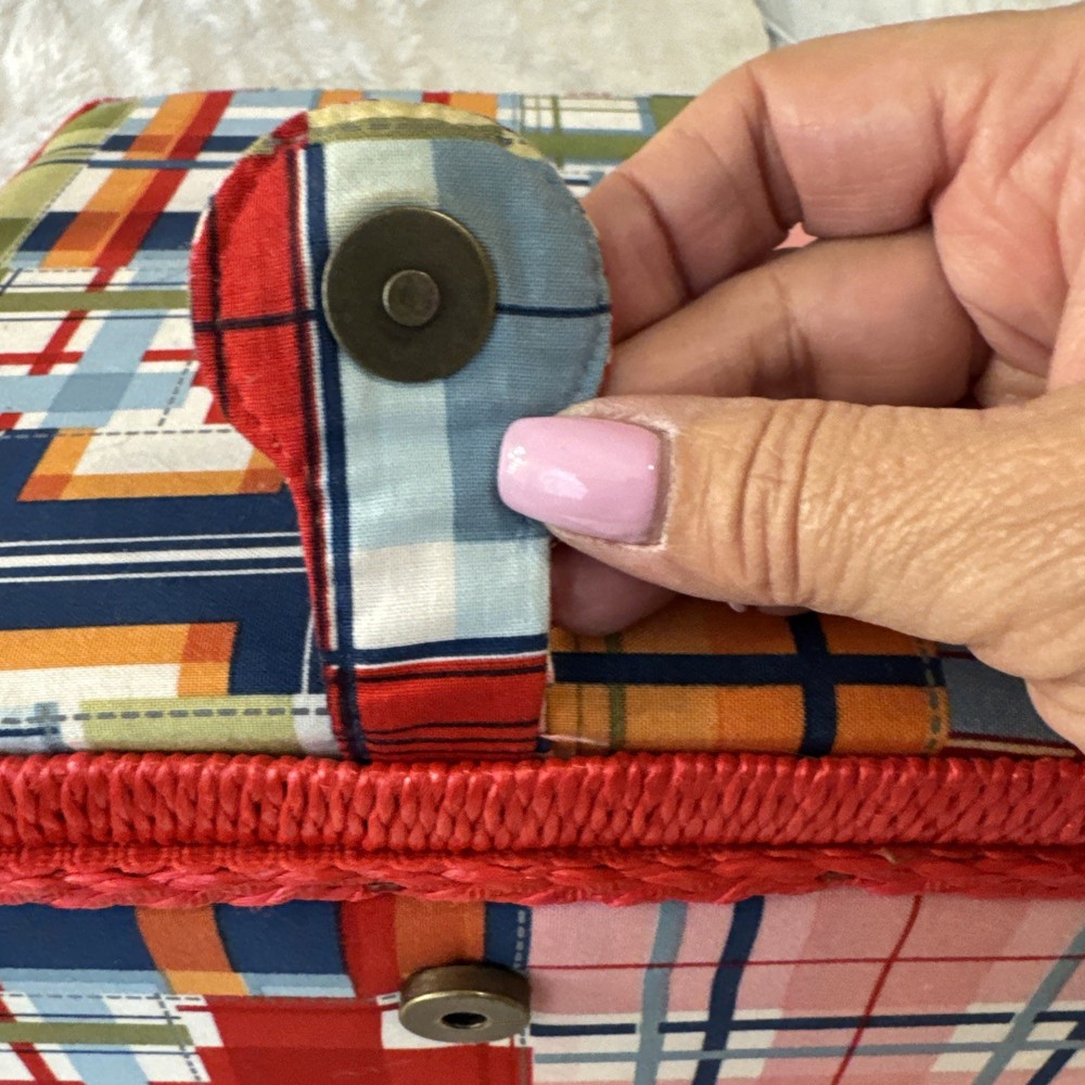 Sewing Basket , Multicolor Fabric Design, Pocket storage Inside, 9x9x4