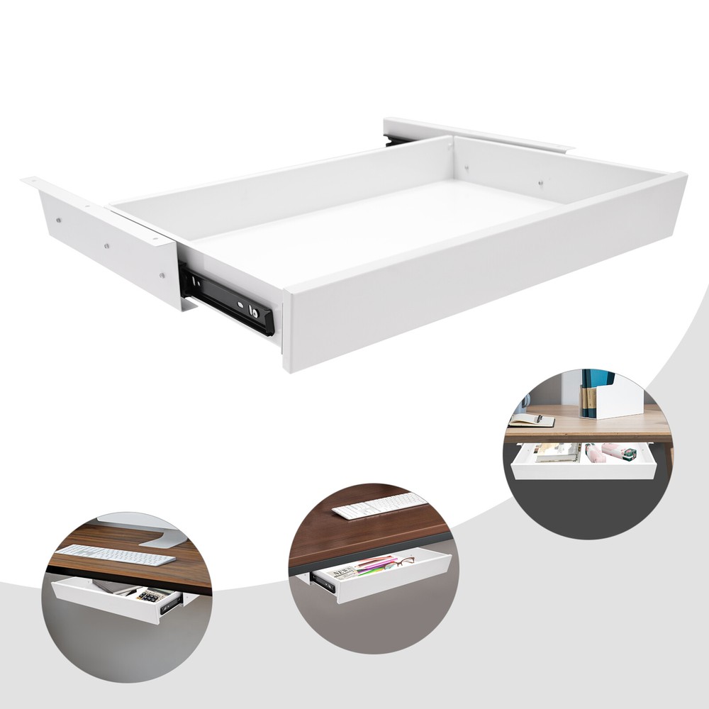 Under Table Mounted Sliding Pull-out Drawer Desk Mount Drawer Storage Organizer