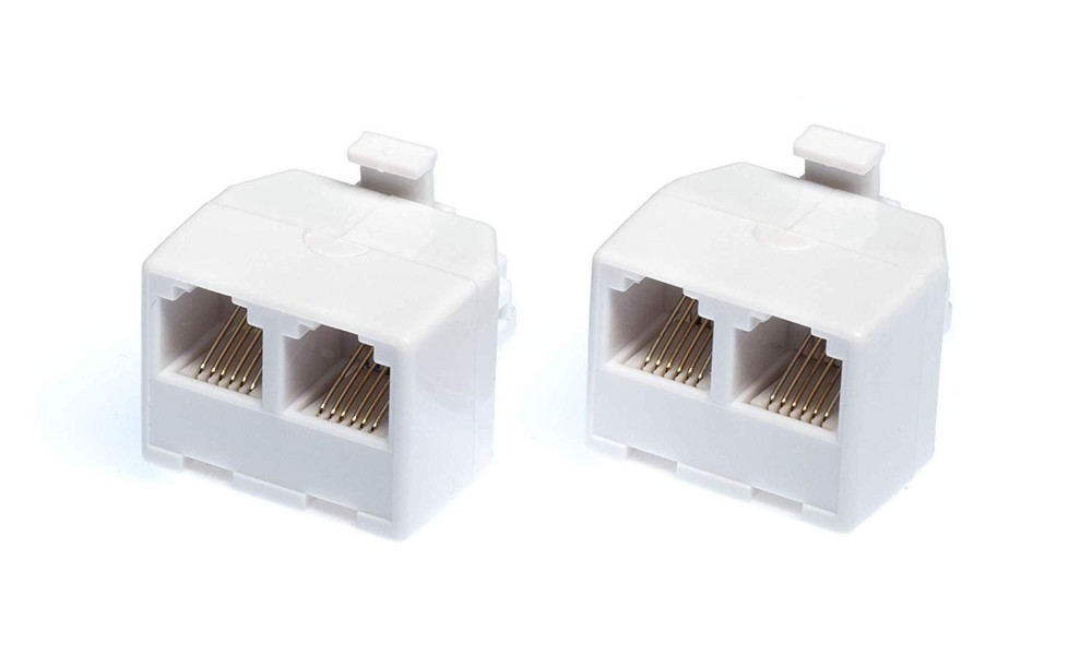 2 Pack Duplex Telephone Splitter RJ11 Adapter - Connect Two Devices Easily