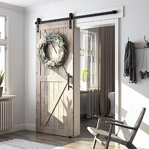 6.8FT Sliding Barn Door Hardware Kit (Include 6.8ft Track Kit & Pull Handle S...