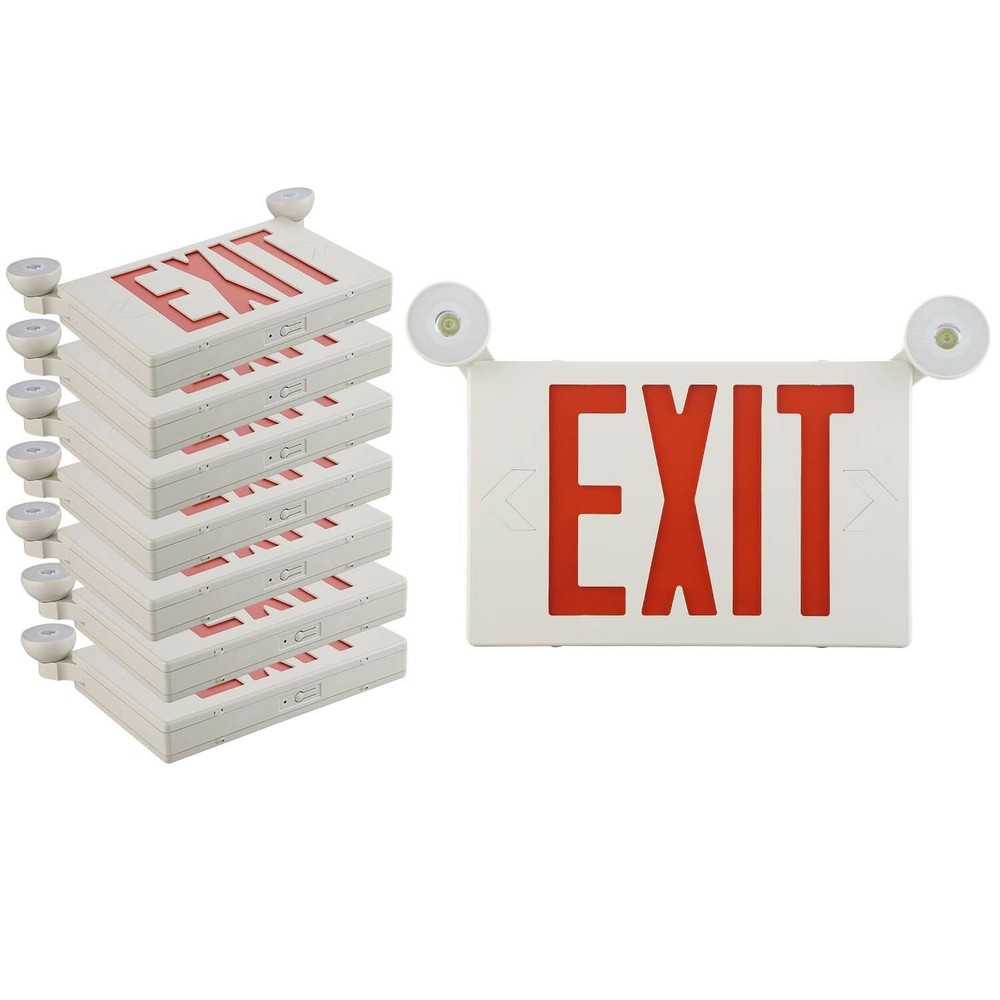 8 Pack Red LED Exit Sign&Emergency Lights Battery Backup Exit Sign Buniess Set