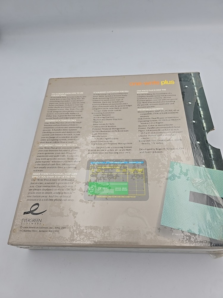 One Write Plus 1986 Master Evergreen Great American Software Accounting Payroll