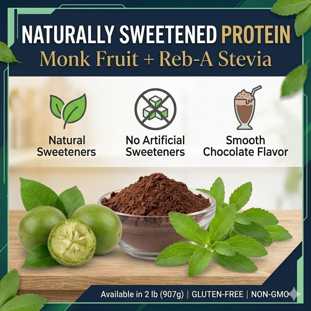 Chocolate Whey Protein Isolate 2 Pack Zero Sugar Monk Fruit Digestive Enzymes