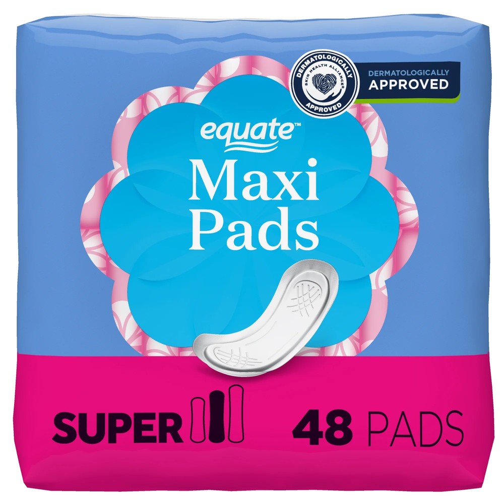 (6 Pack) Maxi Pads, Super Absorbency, Size 2, 48 Count