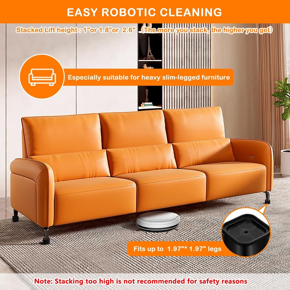 Furniture Risers Adjustable Heavy Duty 8 Pack 1", 2", 3" Black Stackable