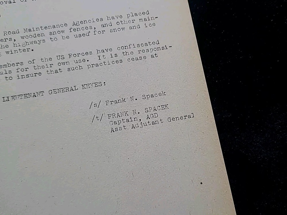1945 Germany WWII US Army Military Document Unauthorized Removal Road Materials