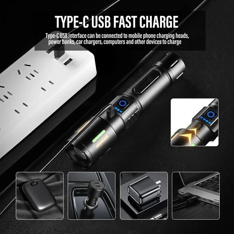 35000000 Lumen Super Bright LED Tactical Flashlight Rechargeable Work Light Lot