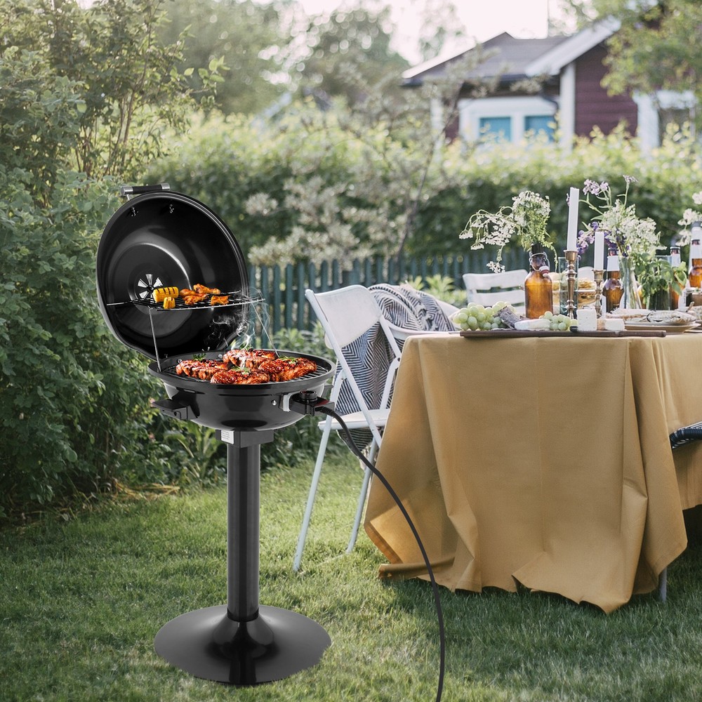 Electric BBQ Grill with Stand, Portable Double Layer Indoor