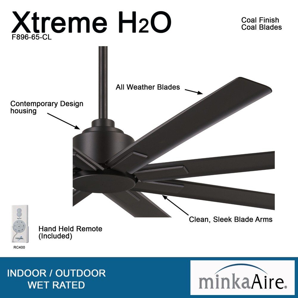 Minka Aire Xtreme H2O 65" - Coal 8-Blade Remote Control