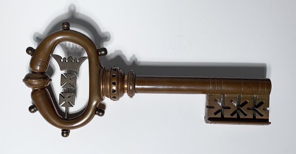 FINE Antique LARGE BRONZE KEY Figural CORKSCREW SIGNED