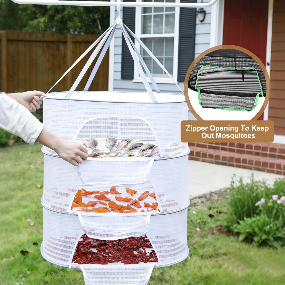 Herb Drying Rack, 24" 1-Layer Hanging Drying Mesh Net, Black