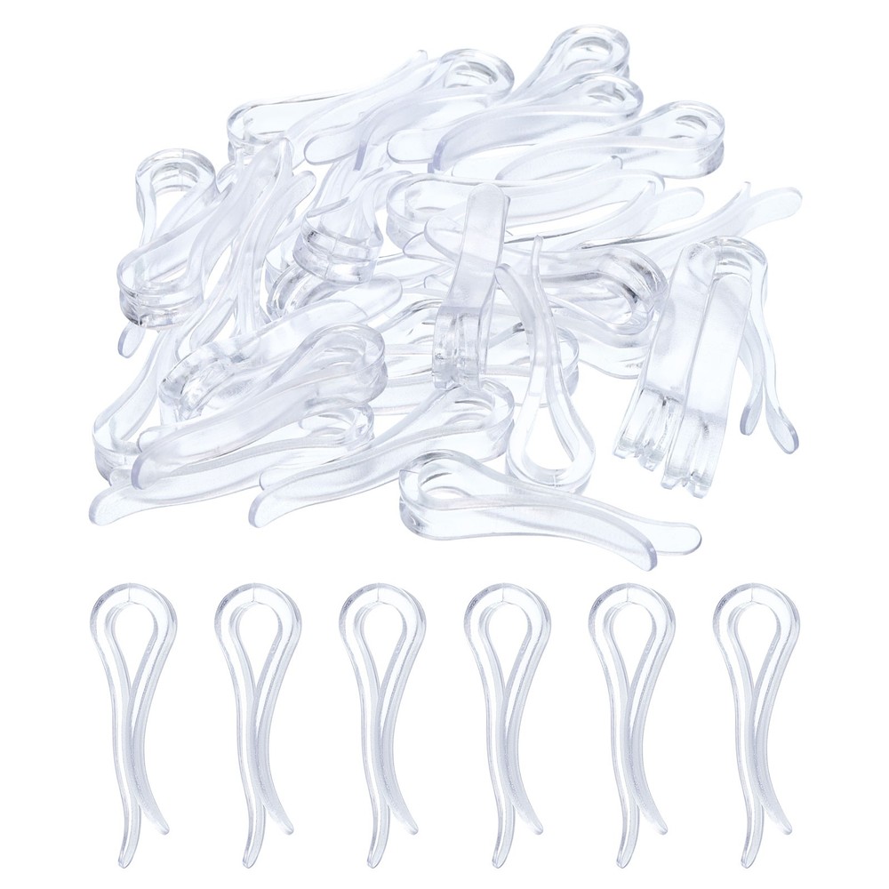 30pcs Durable Plastic Alligator Clip, 1.5" Clear U Shape