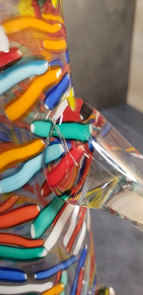 Abstract Studio Art Glass Confetti Multicolor Pitcher