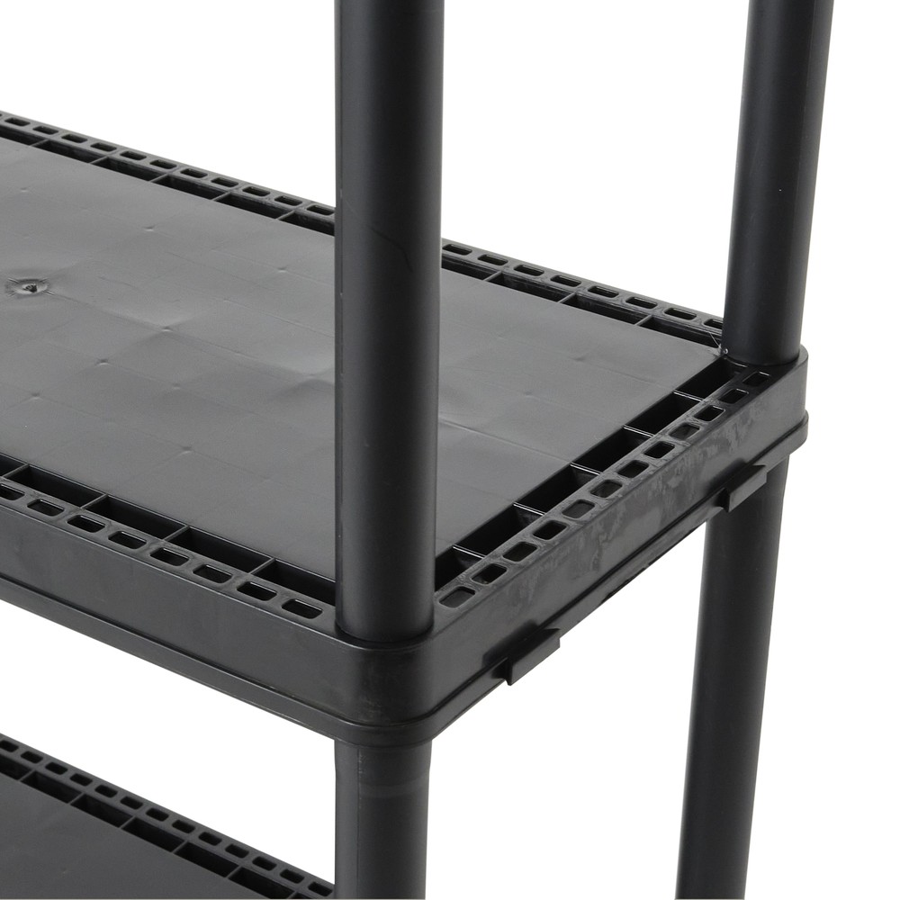 Gracious Living 3 Shelf Fixed Height Light Duty Storage Unit, Black (2 Pack)