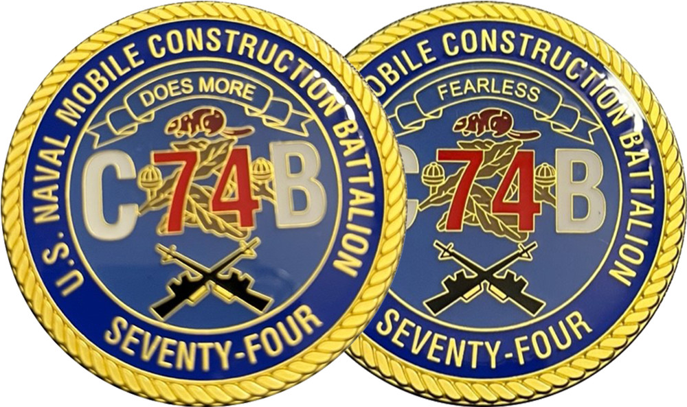 NAVAL MOBILE CONSTRUCTION BATTALION SEVENTY FOUR CHALLENGE COIN ~ 2"