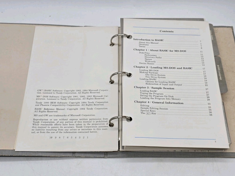 Vintage Tandy 1000 BASIC Reference Manual Cat. No. 25-1502 Computer Products